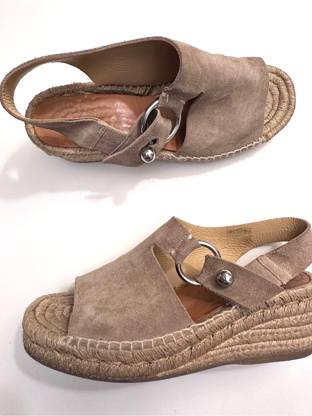 Rag & Bone Suede Espadrille Wedge Sandals in Taupe